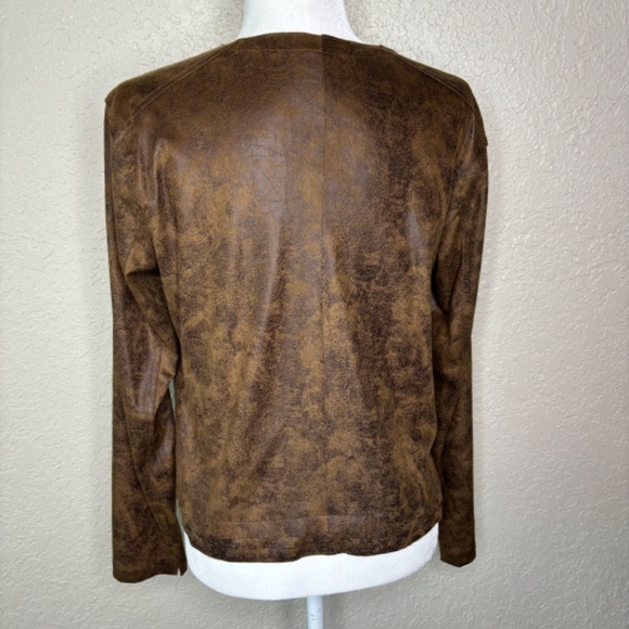 Lysse Austin Brown Faux Suede Open Front Moto Style Jacket Women's Size … - Picture 5 of 14